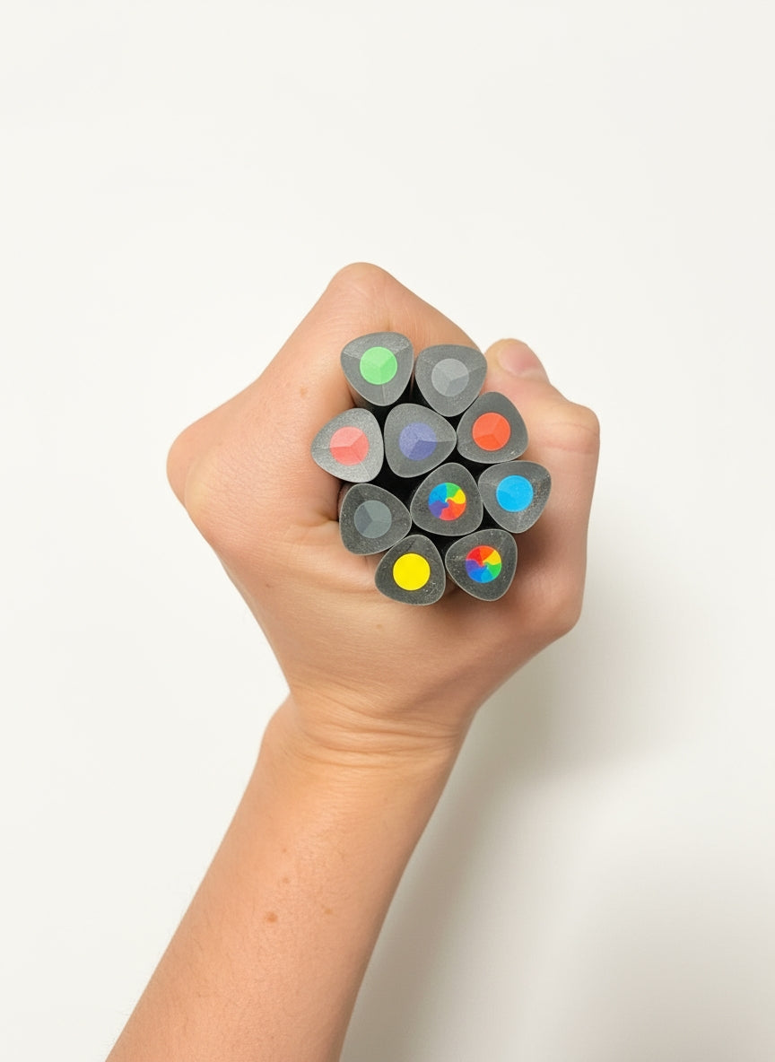 Prism Pencils arranged in spectrum order