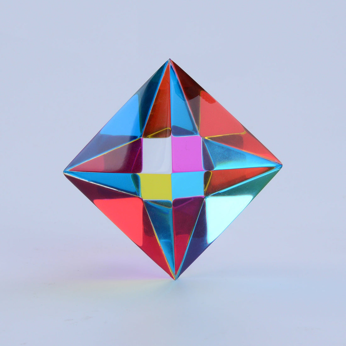 The Aether, a translucent CMY octahedron, showing deep red where magenta and yellow overlap