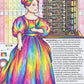 Ada Lovelace colouring page from the Brilliant Minds Modern Mathematical Pioneers book, shown coloured in
