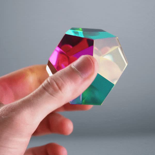 Animated view of The Mundus rotating, translucent colours shifting in the light